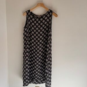 Flax linen polka dot midi dress S